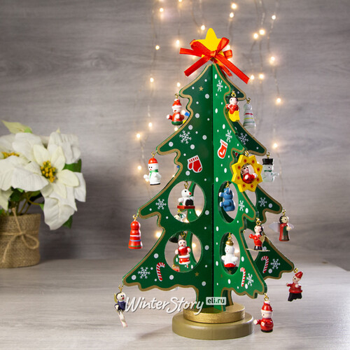 Сувенирная елка с игрушками Сказочная 30 см зеленая Breitner