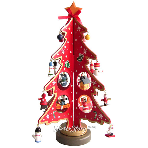 Сувенирная елка с игрушками Сказочная 30 см красная Breitner