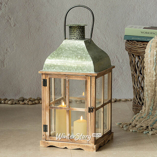 Деревянный фонарь для свечи Даннотар 57 см Kaemingk