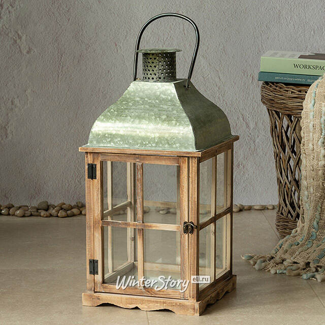 Деревянный фонарь для свечи Даннотар 57 см Kaemingk