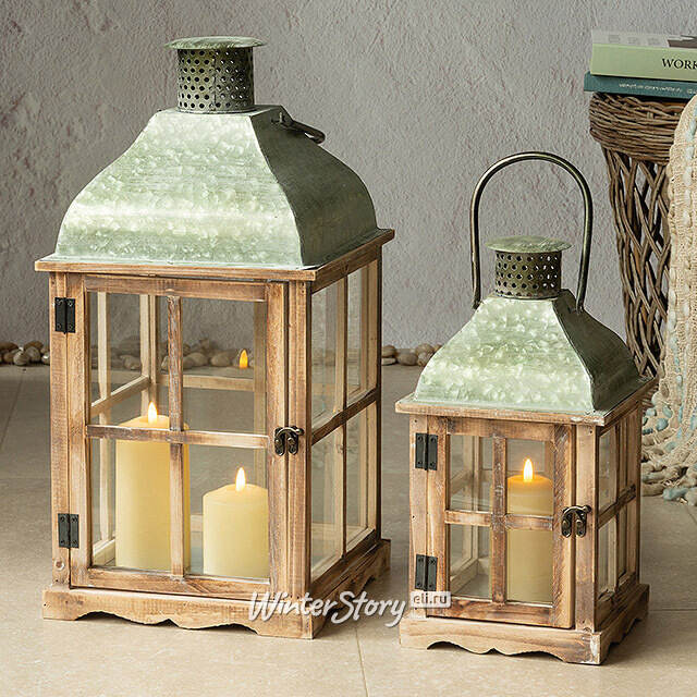 Деревянный фонарь для свечи Даннотар 57 см Kaemingk