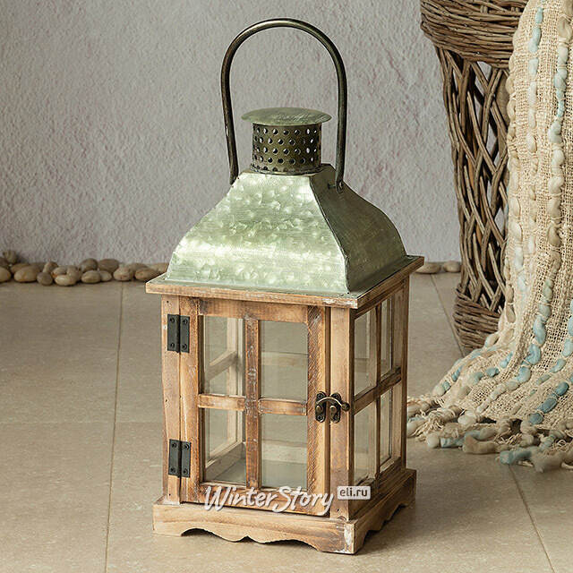 Деревянный фонарь для свечи Даннотар 39 см Kaemingk