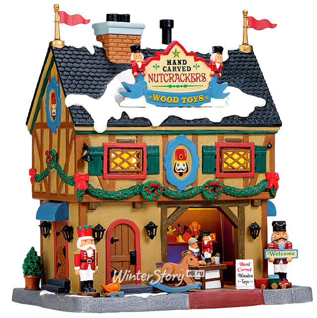 Магазин деревянных игрушек Щелкунчик, 22*19 см, подсветка, батарейки Lemax