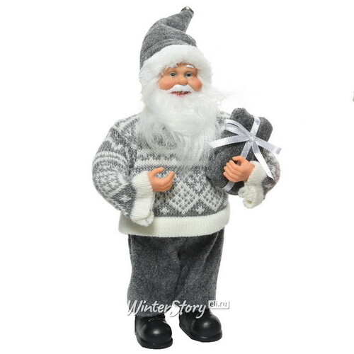Новогодняя фигура Санта-Клаус в скандинавском свитере 30 см Kaemingk