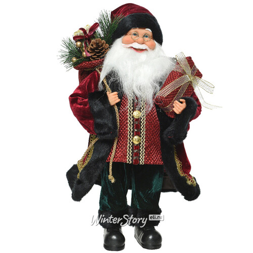 Нарядный Санта в бархатном костюме 60 см Kaemingk