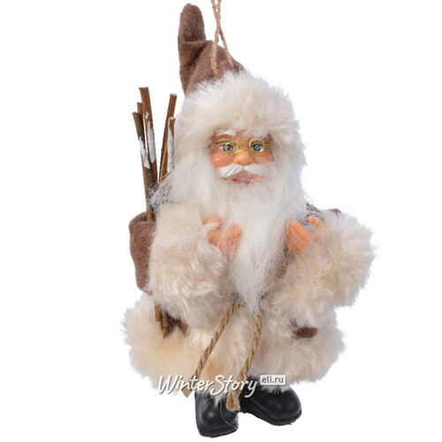 Елочная игрушка Санта в пушистой дубленке 13 см, подвеска Kaemingk