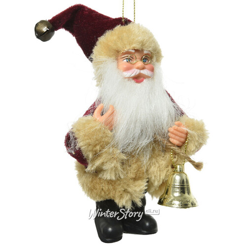 Елочная игрушка Санта с колокольчиком 13 см, подвеска Kaemingk