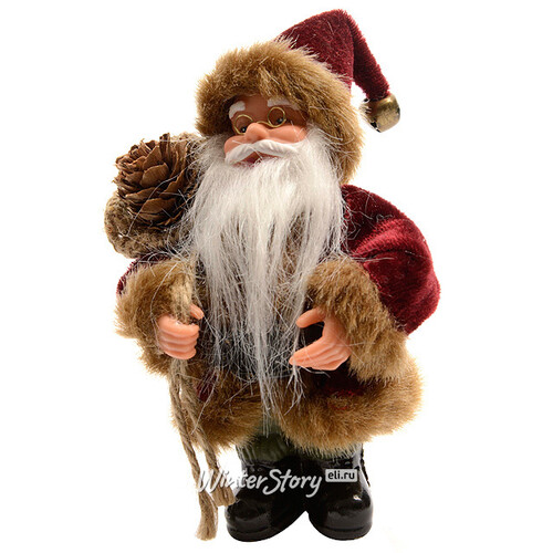 Елочная игрушка "Санта в коричневом полушубке", 13 см, подвеска Kaemingk