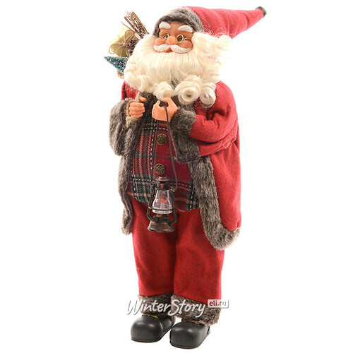 Санта в красном тулупе с фонарем 46 см Kaemingk