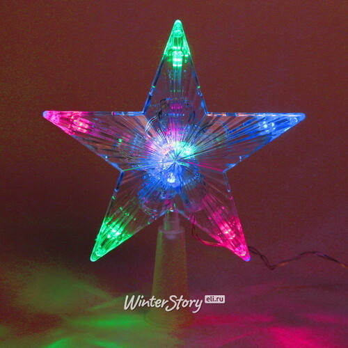 Светящаяся звезда на елку Радуга 16 см, 10 разноцветных LED ламп с мерцанием Serpantin
