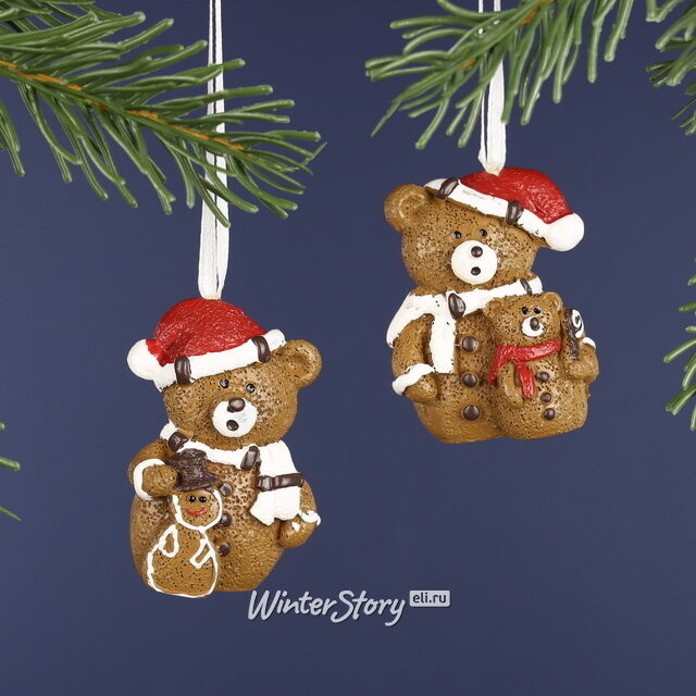 Набор елочных игрушек Пряничные Мишки 6 см, 2 шт, подвеска Breitner (Брайтнер)