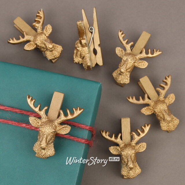 Декоративные прищепки Олени 5 см, 6 шт Breitner (Брайтнер)