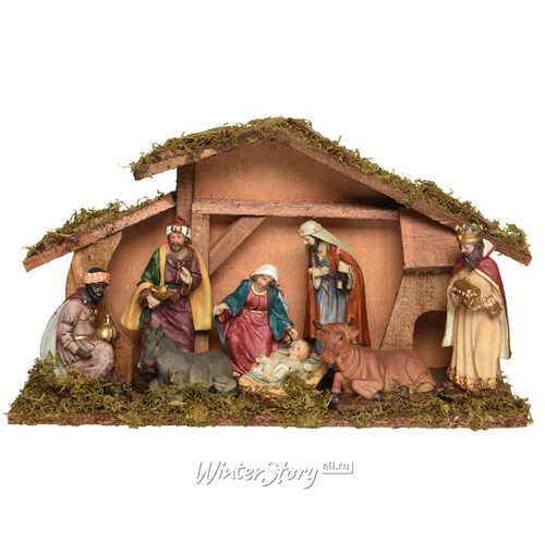 Рождественский вертеп - композиция Волхвы на поклоне у Христа 40*23 см Kaemingk
