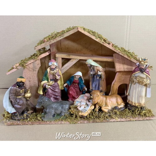 Рождественский вертеп - композиция Волхвы на поклоне у Христа 40*23 см уцененный Kaemingk