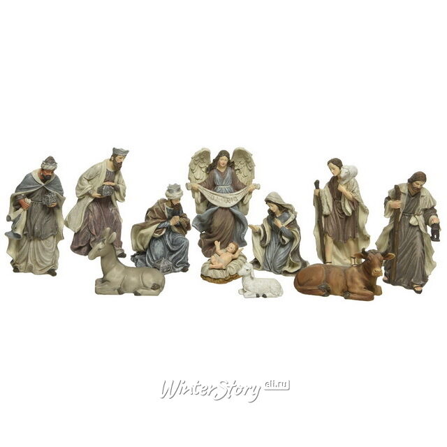 Рождественский вертеп Поклонение новорожденному Иисусу, 11 фигурок, 6-15 см Kaemingk