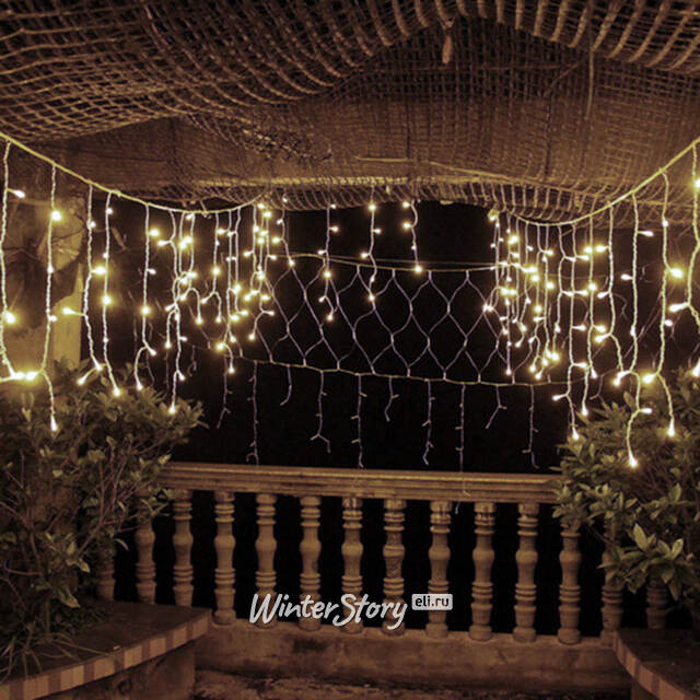 Гирлянда бахрома 2*0.5 м, 100 теплых белых LED ламп, прозрачный ПВХ, соединяемая, IP44 Snowhouse
