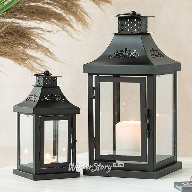 Набор подсвечников-фонарей Enjoyment 26-40 см черный, 2 шт EDG