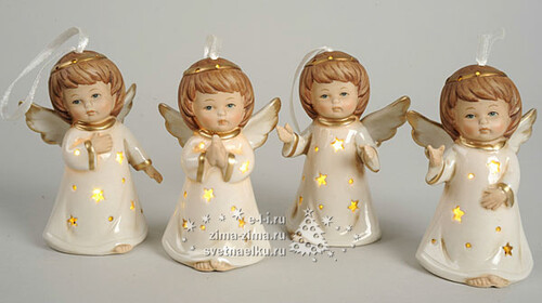 Ангелочки светящиеся, керамика, 9см Kaemingk