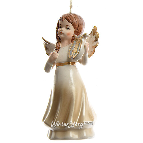 Елочная игрушка Ангел музыки с лирой 11 см, подвеска Kaemingk