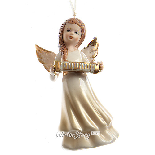 Елочная игрушка Ангел музыки с гармоникой 11 см, подвеска Kaemingk
