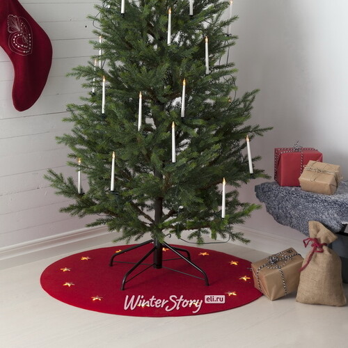 Светящийся коврик под елку Christmas Red 100 см, 12 теплых белых LED ламп Star Trading