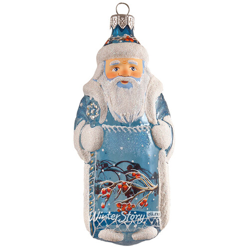 Стеклянная елочная игрушка Дед Мороз - Рябина 13 см, подвеска Фабрика Ариель