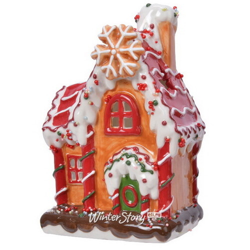 Новогодний подсвечник-домик SweetLand Christmas 16 см, керамика Kaemingk