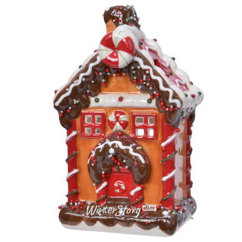 Новогодний подсвечник-домик CandyLand Christmas 16 см, керамика Kaemingk