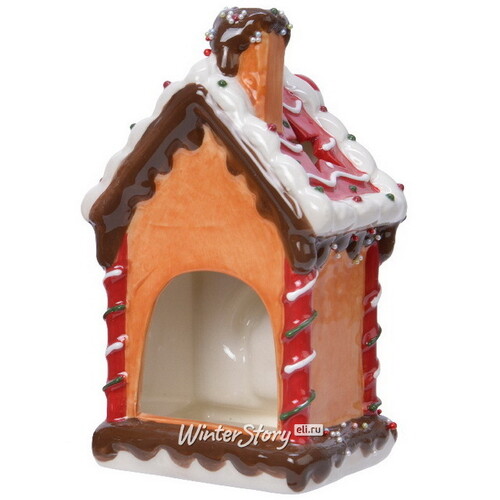 Новогодний подсвечник-домик CandyLand Christmas 16 см, керамика Kaemingk