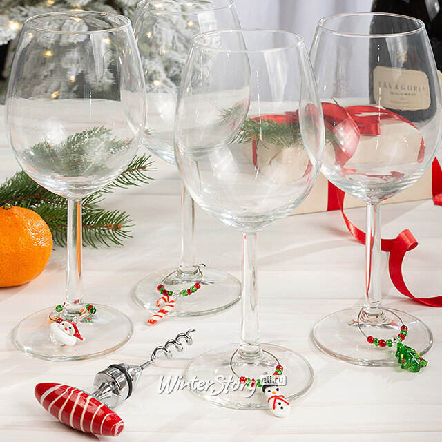 Маркеры для бокалов + штопор Christmas Time 5 шт Kaemingk