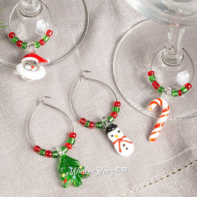 Маркеры для бокалов + штопор Christmas Time 5 шт Kaemingk