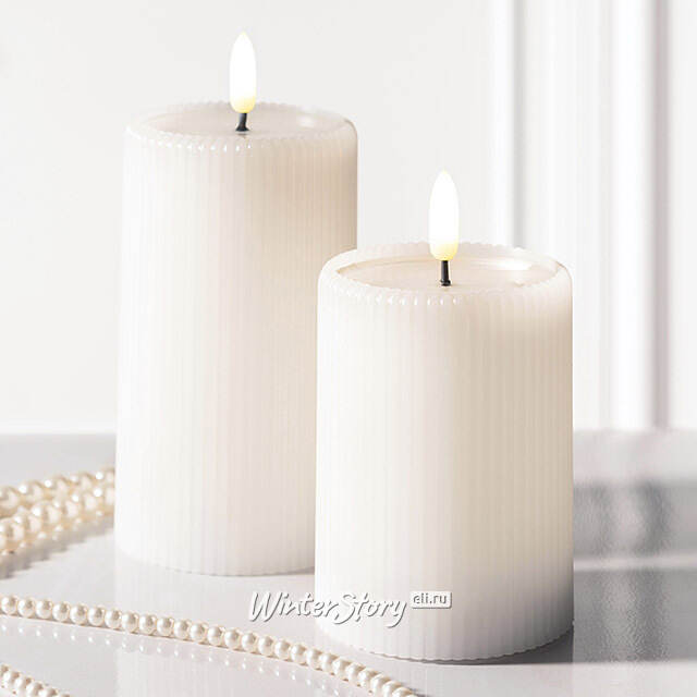 Светодиодная свеча с имитацией пламени Moccolo 13 см белая, с пультом EDG