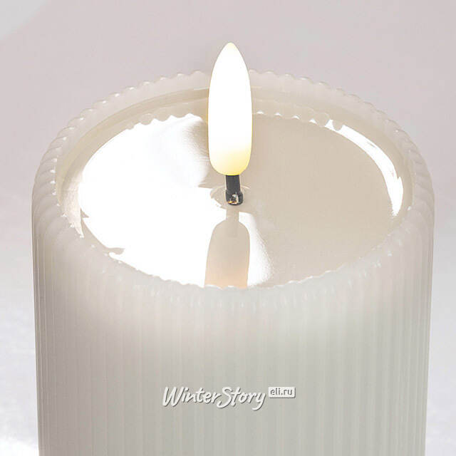 Светодиодная свеча с имитацией пламени Moccolo 13 см белая, с пультом EDG