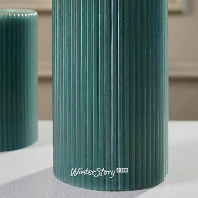 Светодиодная свеча с имитацией пламени Moccolo 13 см бирюзовая, с пультом EDG