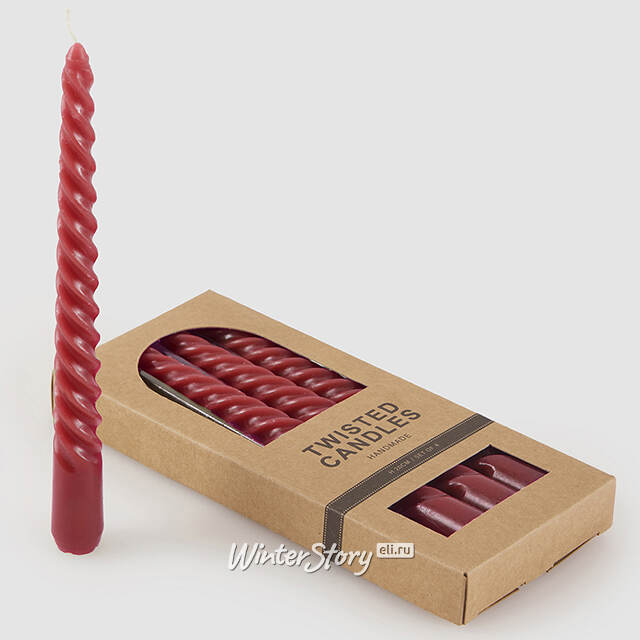 Набор свечей Lets Twist 20 см красные, витые, 4 шт EDG