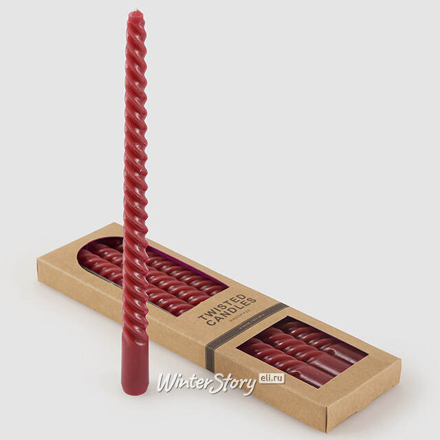 Набор свечей Lets Twist 30 см красные, витые, 4 шт EDG