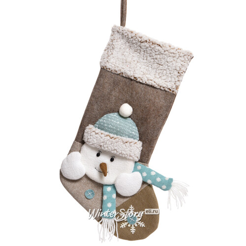 Новогодний носок Скандинавский Снеговик 50 см Kaemingk