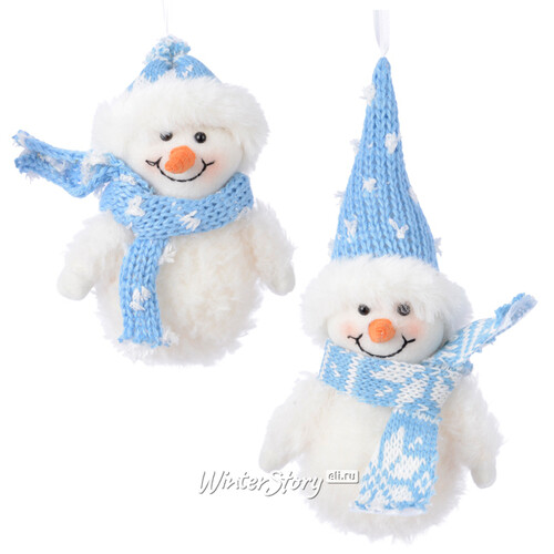 Елочная игрушка Веселый Снеговик в голубой шапке 14 см, подвеска Kaemingk