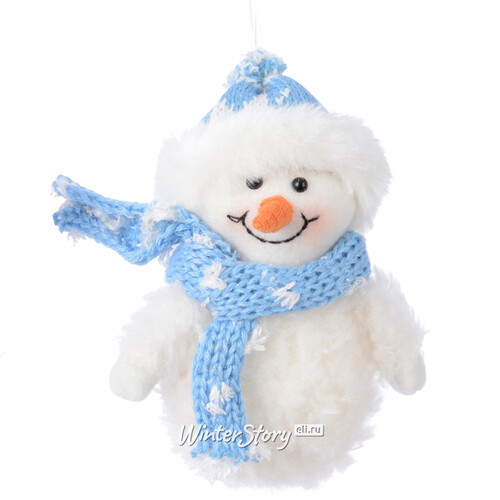 Елочная игрушка Веселый Снеговик в голубой шапке 14 см, подвеска Kaemingk