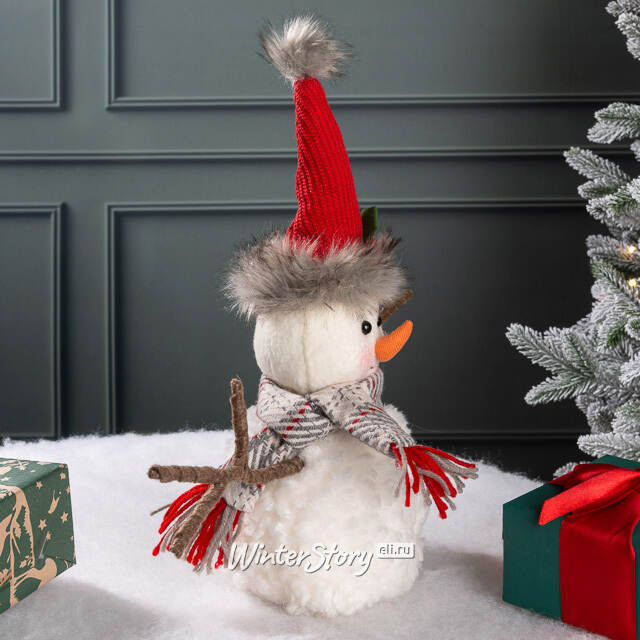 Декоративная фигура Снеговик Тоби в рождественском колпаке 29 см Kaemingk