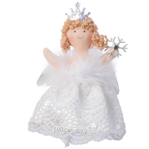 Елочная игрушка Ангелочек Эйми со снежинкой 12 см, подвеска Kaemingk