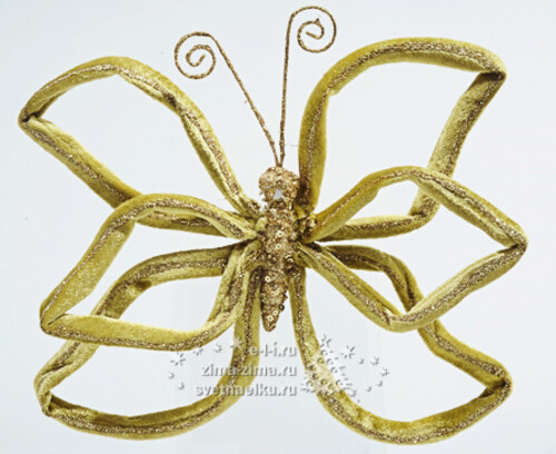 Бабочка бархатная, золотая, 24x23 см Kaemingk