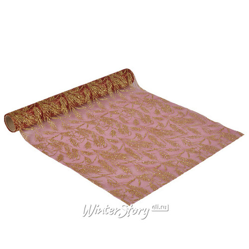 Ткань для декорирования Янтарные веточки 35*200 см томный бургунди Kaemingk