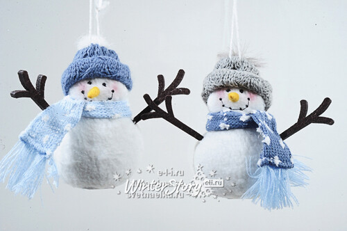 Елочная игрушка "Снеговик в синей шапке", 7*7*16, подвеска Kaemingk