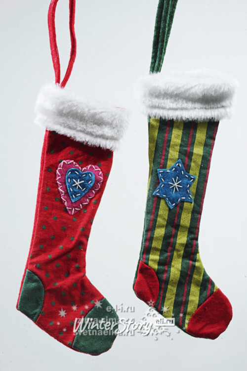 Носок "Рождественский Чулок с мехом" 8x24 см Kaemingk