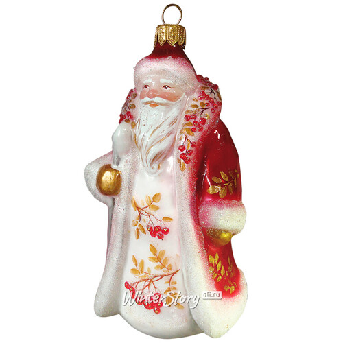 Стеклянная елочная игрушка Дед Мороз - Зимняя ягода 13 см, подвеска Фабрика Ариель