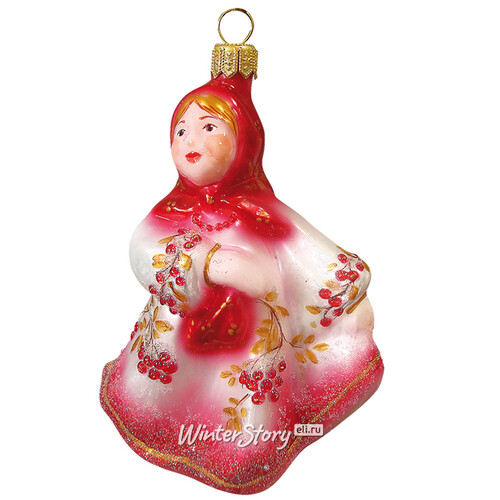 Стеклянная елочная игрушка Плясунья - Зимняя ягода 12 см, подвеска Фабрика Ариель
