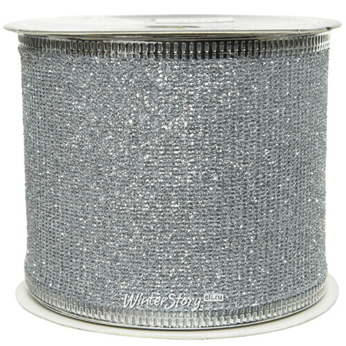 Декоративная лента с блестками Valentino 270*6 см серебряная Kaemingk