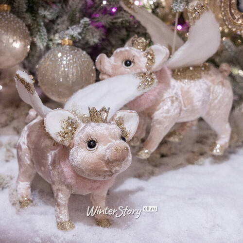 Елочная игрушка Свинка Piggy Angel - Velvet Dreams 18 см, подвеска Kaemingk