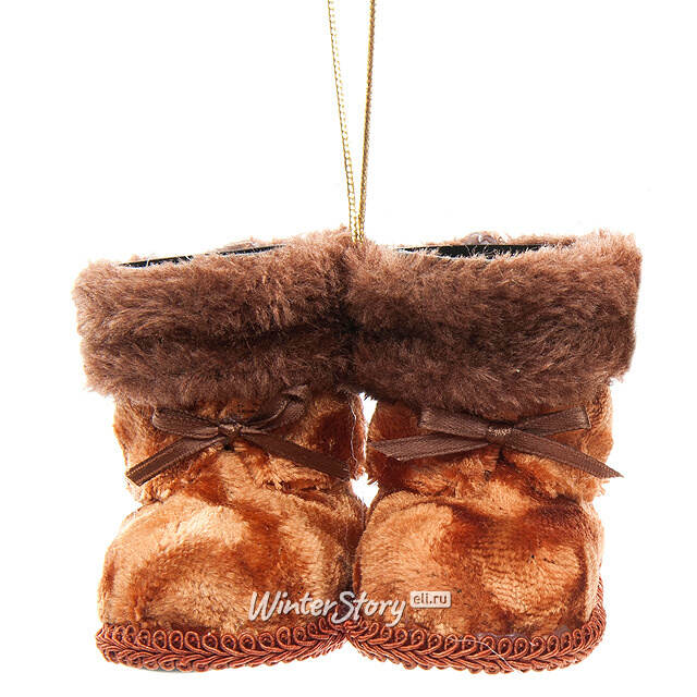 Елочная игрушка Сапожки бархатные медные, 10*8 см, подвеска Kaemingk